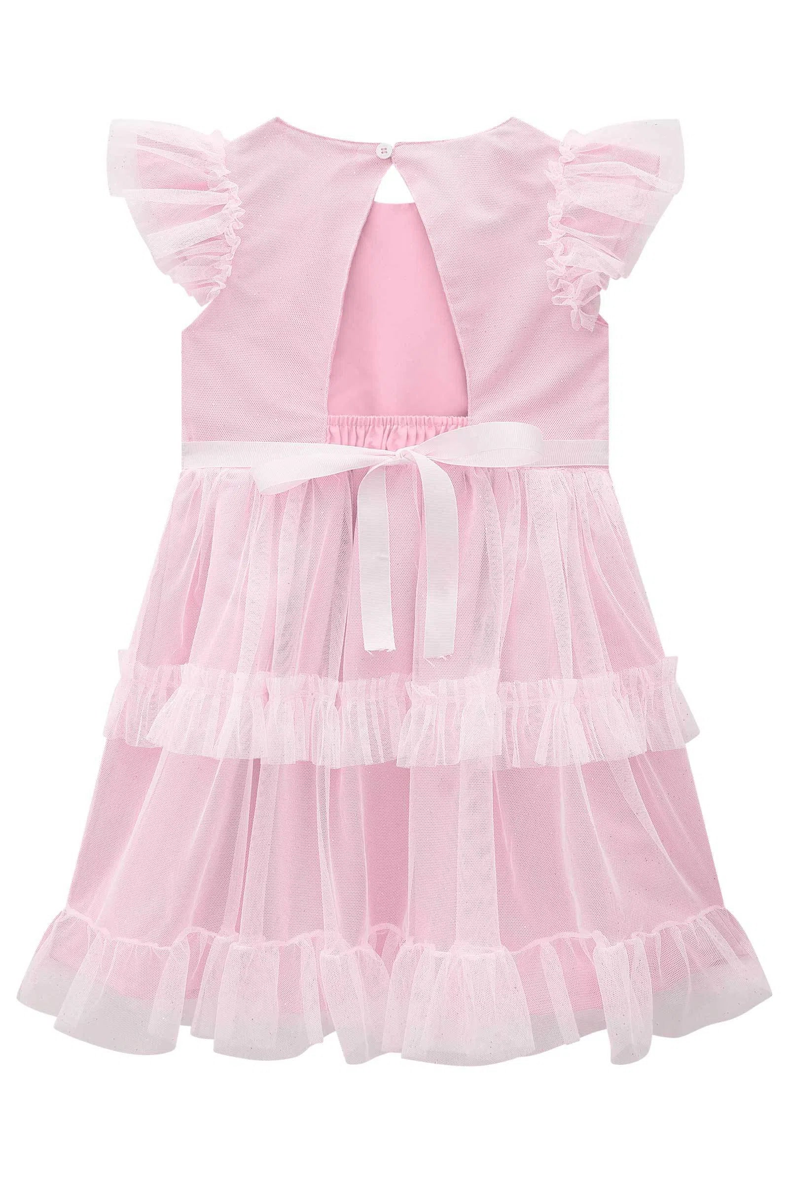 Vestido Infantil Menina em Tule Brilho 81289 Kukiê