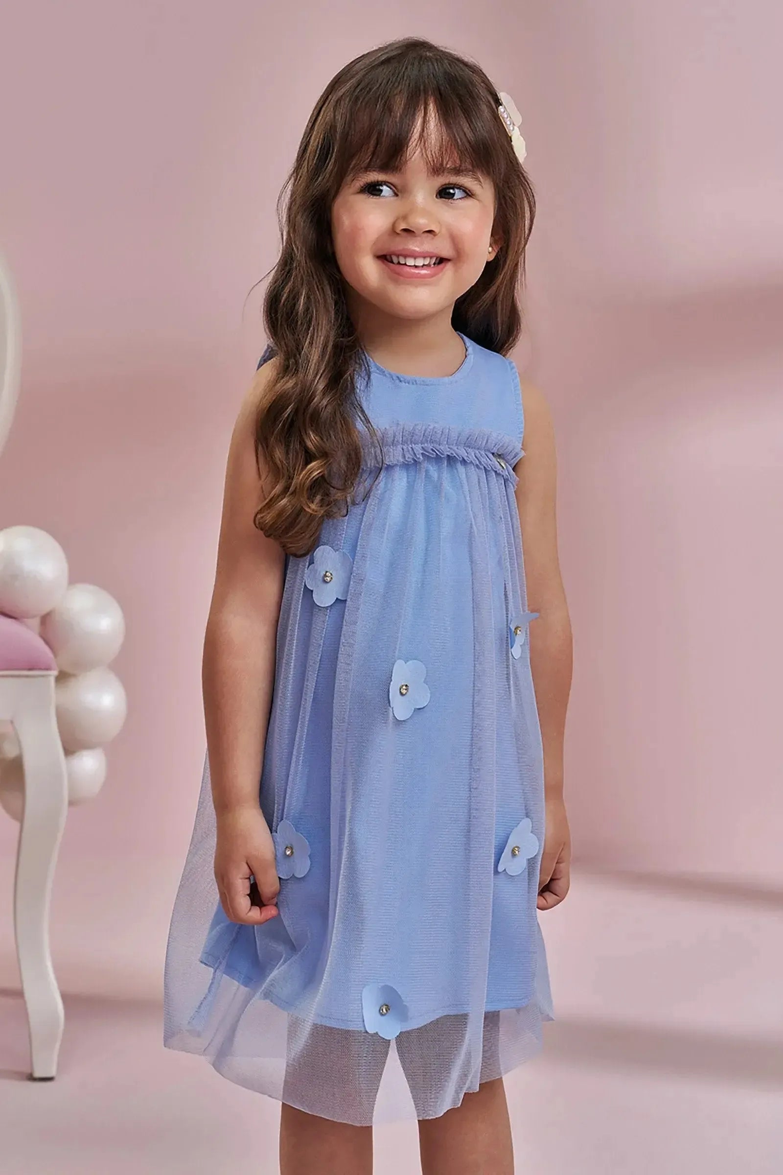 Vestido em Tule com Elastano 96515 Kukiê Infantil Menina