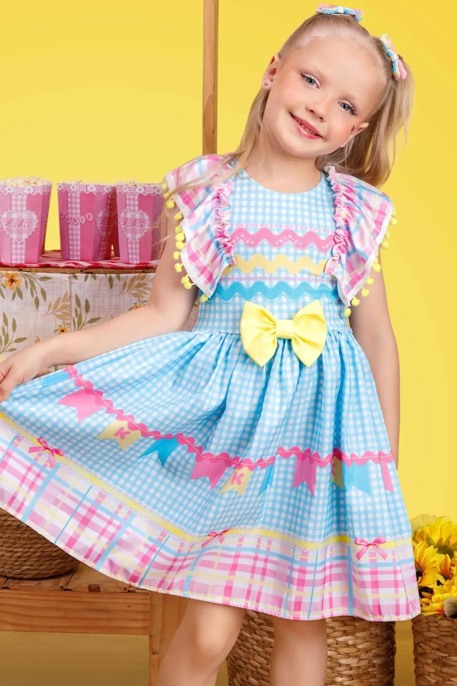 Vestido Junino Candy Color em Malha Power e Nylon 97814 Kukiê Infantil Menina