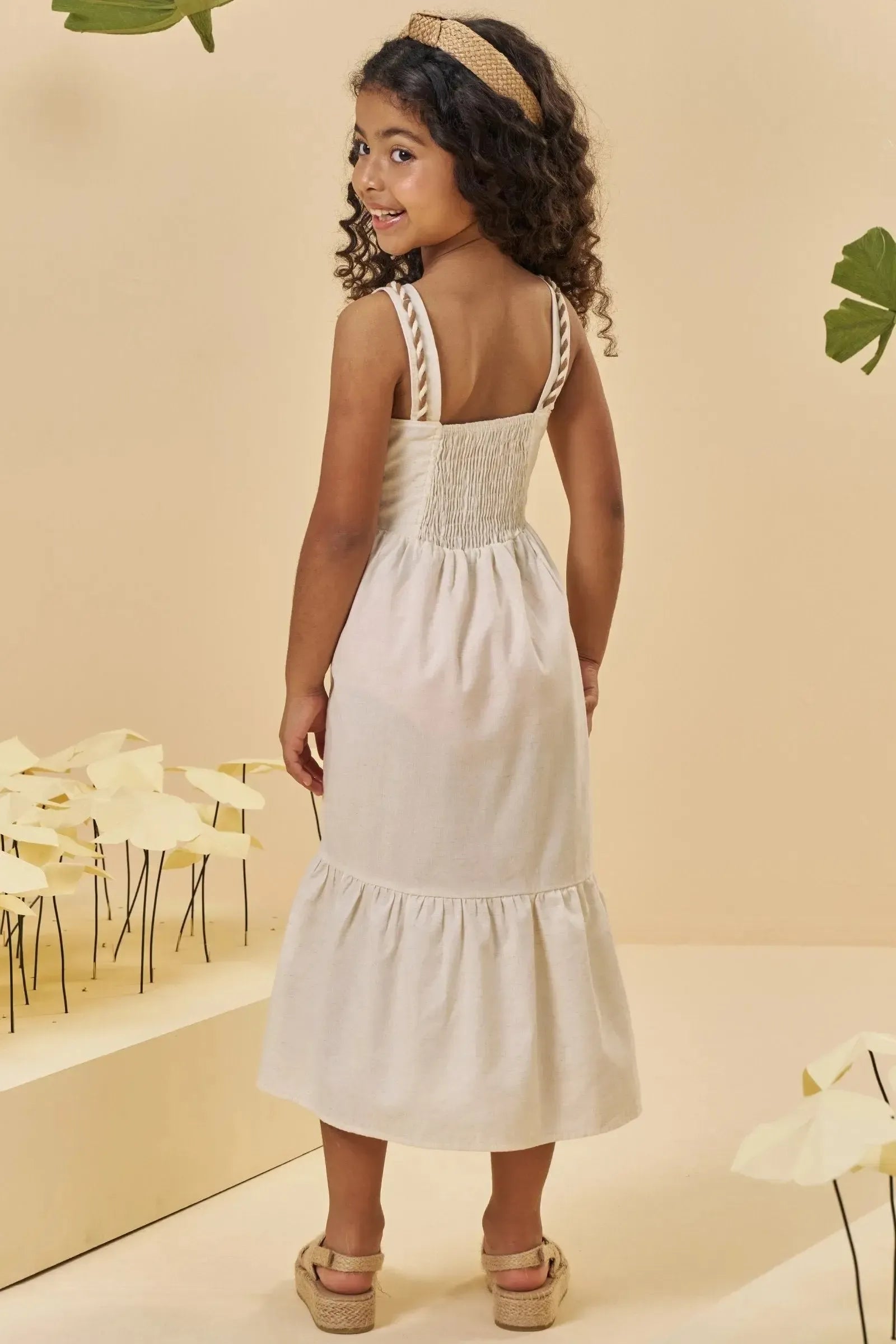 Vestido Midi em Linho Deluxe 94261 Kukiê Infantil Menina